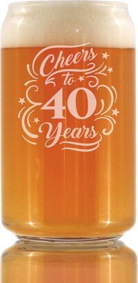 Cheers To 40 Years - Funny Beer Can Pint Glass, Etched Sayings Cute Gift Celebrate 40Th Wedding, Business Or Work Anniversary, Birthday