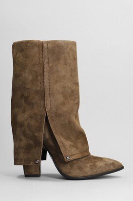 High Heels Ankle Boots In Brown Suede