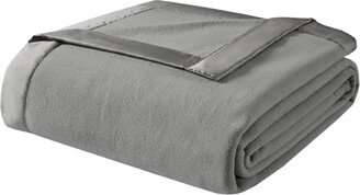 Gracie Mills Solid Micro Fleece Blanket, Grey - King