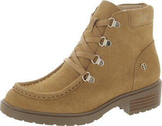 Bertey Womens Suede Ankle Combat & Lace-up Boots