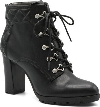 Trailer Womens Faux Leather Quilted Combat & Lace-up Boots