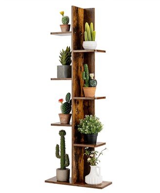 Open Concept Bookcase Plant Display Shelf Rack Holder Wood - See details