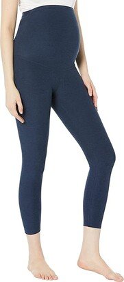 Maternity Empire Waisted Spacedye Capri Leggings (Nocturnal Navy) Women's Casual Pants