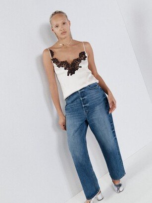 Lace-trimmed Silk-satin Cami Top