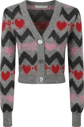 Intarsia-Knit V-Neck Cardigan