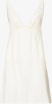 Womens Ivory Rosalia ace-trim Stretch-jersey Night Dress