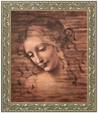 OVERSTOCK ART Female Head (La Scapigliata) by Leonardo da Vinci Framed Canvas Painting