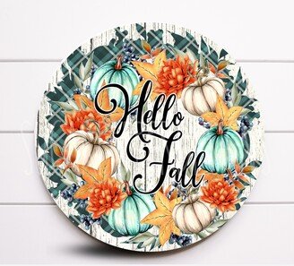 Wreath Sign, Hello Fall Metal Pumpkin Sugar Pepper Designs, Sign For Wreath, Supplies & Decor