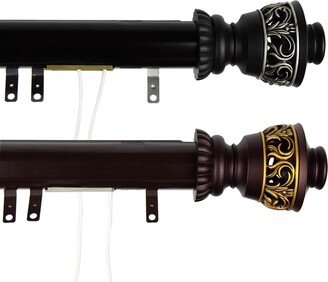 InStyleDesign Scroll Decorative Traverse Rod with Center Open Sliders