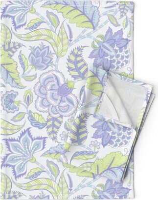 Lavender Chintz Tea Towels | Set Of 2 - Pastel By Mia Valdez India Floral Large Scale Linen Cotton Spoonflower