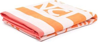 Logo-Print Cotton Beach Towel-AA
