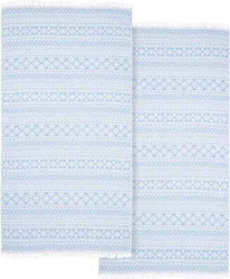 2pc Turkish Cotton Sea Breeze Pestemal Beach Towel Sky Blue