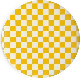 Salad Plates: Checkered Pattern - Yellow Salad Plate, Yellow