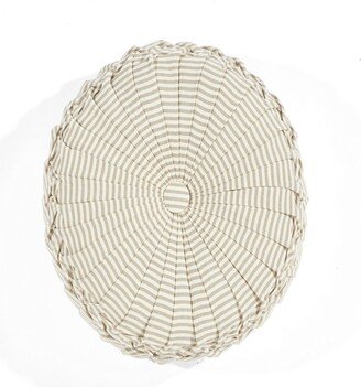 Farmhouse Ticking Stripe Yarn Dyed Pleated Decorative Pillow, 14 Round