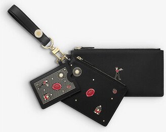 Womens Black Diabolo de Leather Pouches