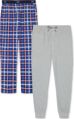 Men's 2-Pk. Plaid Straight-Leg Pajama Pants + Jogger - Blue Plaid/ Grey