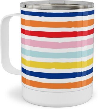 Travel Mugs: Imperfect Stripes - Multi Stainless Steel Mug, 10Oz, Multicolor