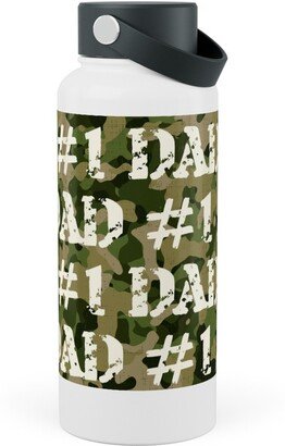 Photo Water Bottles: Number One Dad - Green Camo Stainless Steel Wide Mouth Water Bottle, 30Oz, Wide Mouth, Green