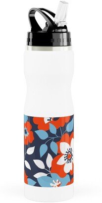 Photo Water Bottles: Wild Roses - Multi Stainless Steel Water Bottle With Straw, 25Oz, With Straw, Blue