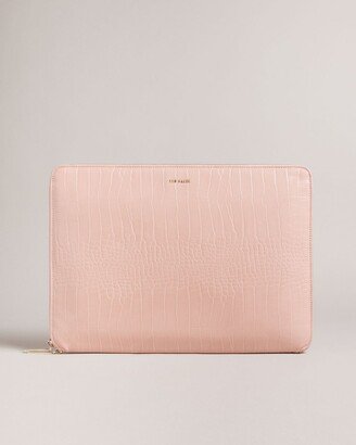 Imitation Croc 15' Laptop Case in Pale Pink