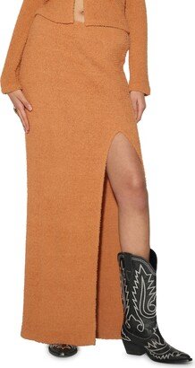 SOMETHING NEW Mila Fuzzy High Waist Maxi Skirt