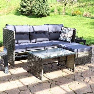 Sunnydaze Decor Sunnydaze Longford Patio Sectional Sofa Set with Cushions - Charcoal Cushions