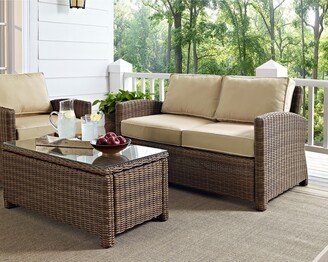 Crosley Furniture Bradenton Outdoor Wicker Loveseat with Sand Cushions