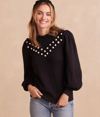 The Year-Round Balloon Sleeve Pompom Sweater - Sea Urchin