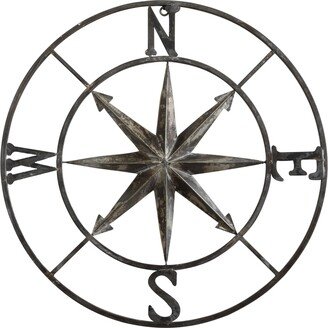 30'' Round Metal Compass Wall Decor