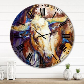 Designart 'Power Longhorn Abstract' Oversized Cottage Wall Clock