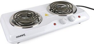 1700 Watts Electric Double Burner, White