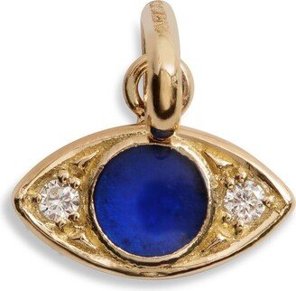 Diamond Yellow Gold Lapis Eye Charm