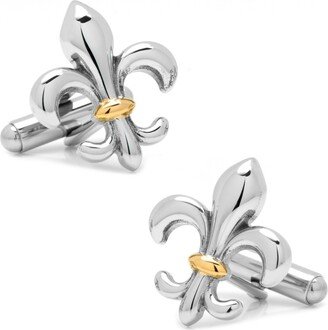 Stainless Steel Two-Tone Fleur De Lis Cufflinks