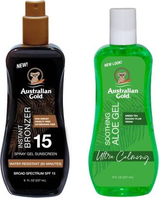 Australian Gold Soothing Aloe Sunscreen Spray Gel - SPF 15 - 2ct/16 fl oz