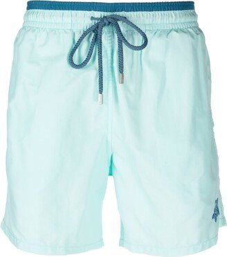 Contrast-Trim Drawstring Swim Shorts