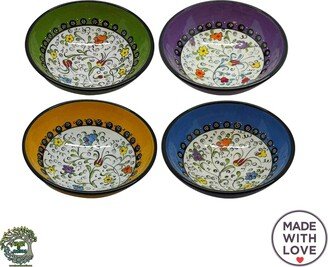 4x 6 Inch Large Bowls Set Turkish Ceramic Salad Pasta Fruit Cookie Serving Unique Handmade Cereal Yarn Ramen Pottery Gift