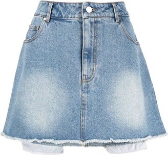 tout a coup Distressed Denim Mini Skirt