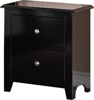 2 Drawer Wooden Nightstand with Metal Knobs Brown