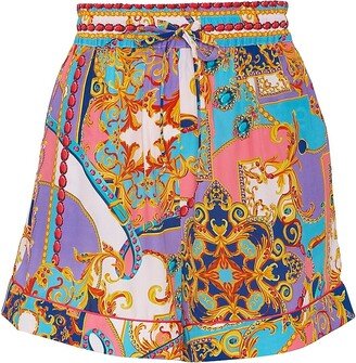 Clea Ornamental Scroll Drawstring Shorts