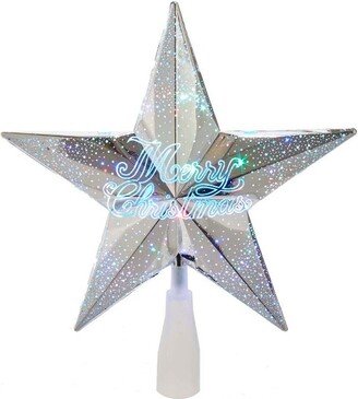 Kurt S. Adler Kurt Adler 10-Inch 18-Light Merry Christmas Silver Star Tree Topper