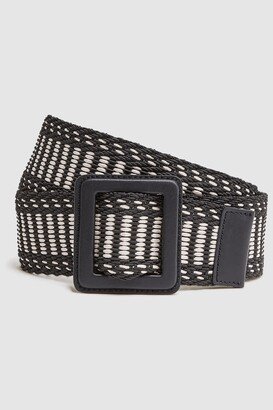 Neutral Daisy Raffia Buckled Belt