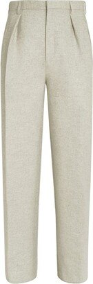 Straight-Leg Wool-Blend Trousers-AB