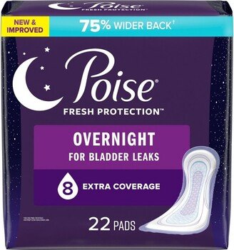 Poise Postpartum Incontinence Bladder Control Pads for Women - Overnight Absorbency - 22ct