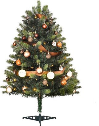 HOMCOM 3' Tall Lit Full Fir Artificial Christmas Tree with Realistic Branches, 60 LED and 227 Tips, Green