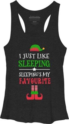 Design by Humans Women' Deign By Human I Jut Like Sleeping Funny Chritma Elf By Jeje1982 Racerback Tank Top - Black Heather - X Small