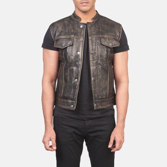 Atlas Moto Distressed Brown Leather Vest