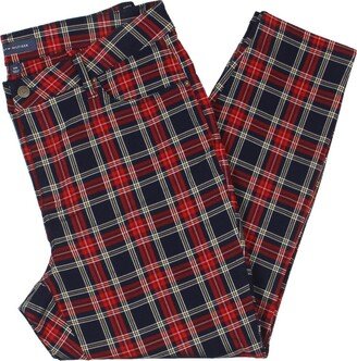 Plus Womens Plaid Ankle Skinny Pants