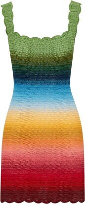 Rainbow-Ombre Crochet-Knit Dress