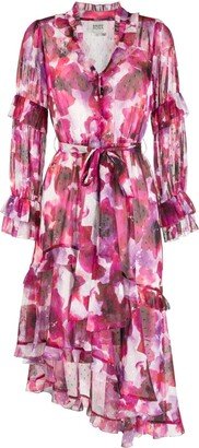 Marchesa Rosa Oleander floral-print midi dress