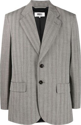 Striped Notched-Lapel Blazer